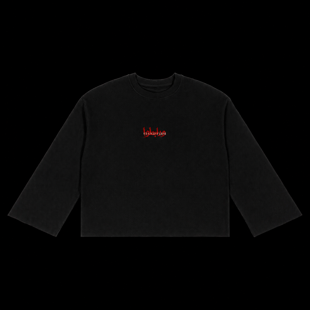 Stand Firm Black Waffle Long Sleeve