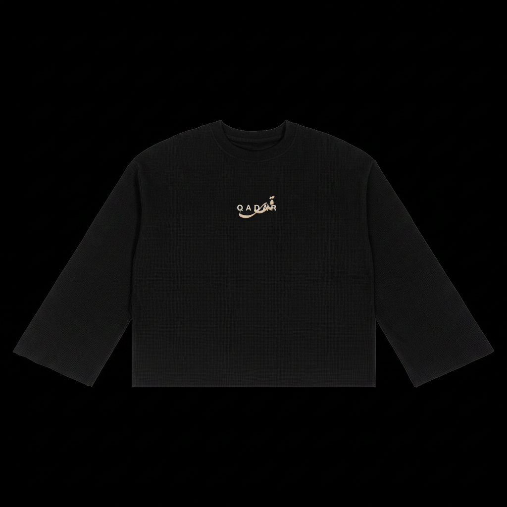 Qadar Waffle Raw Edge Long Sleeve