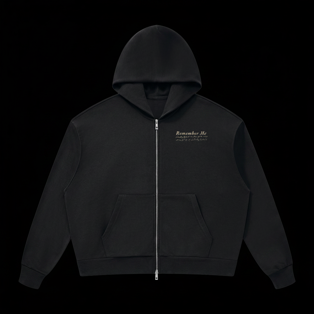Black Remember Me Full Zip Hoodie