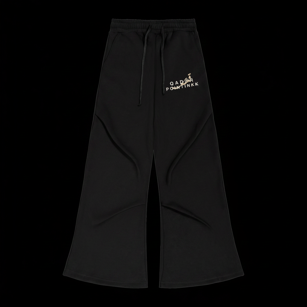 Qadar Black Wide Leg Sweats