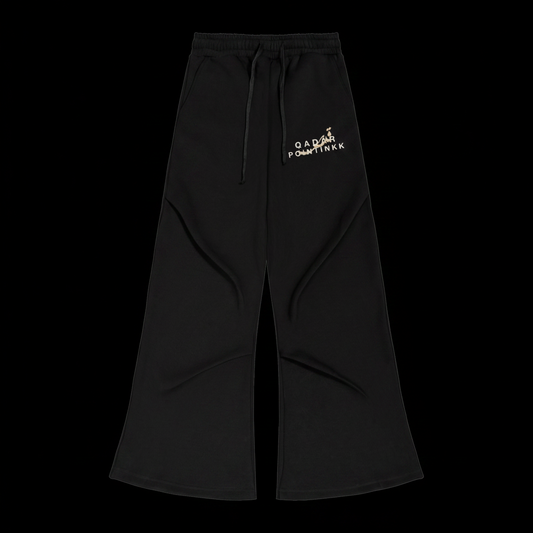 Qadar Black Wide Leg Sweats